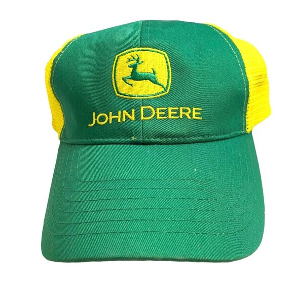 #4775 Vintage Adjustable John Deere baseball cap green yellow - Picture 1 of 6